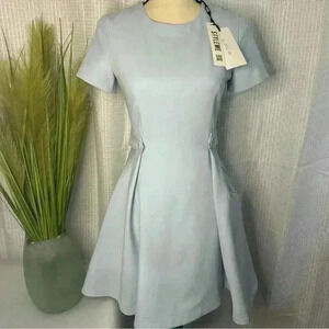 Keyingyi NWT Medium Women’s Blue Dress Knew Length Side Pockets Button Accents